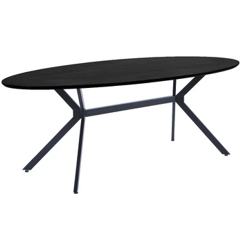 Valgomojo stalas Bruno, 75 x 220 x 100 cm, MDF, juoda