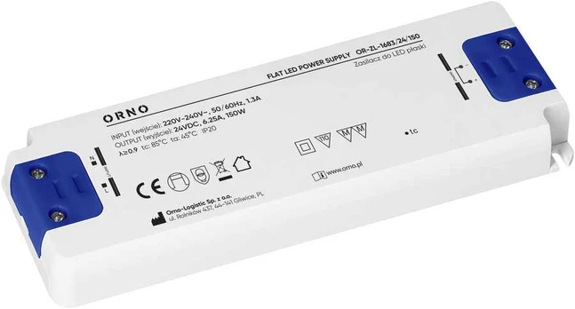 Orno Maitinimo šaltinis LED płaski, 24V, 150W, IP20