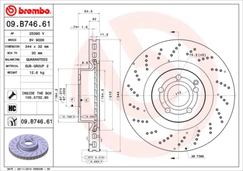 Stabdžių diskas BREMBO 09.B746.61