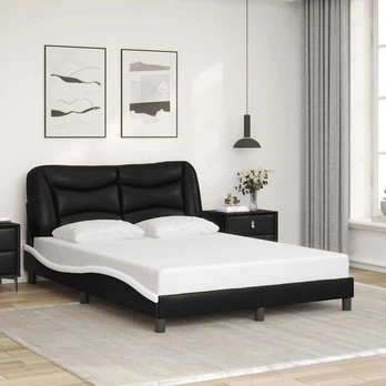 Lovos rėmas, juodas/baltas, 140x190cm, dirbtinė oda