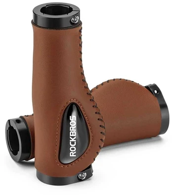 Rockbros 40720001002 leather bicycle grips - ruda