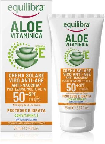 Equilibra ALOE saulės kremas veidui SPF50+