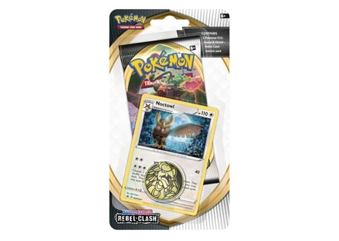 Pokemon TCG Sword and Shield Rebel Clash Booster Pack + Coin Noctowl