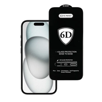LCD apsauginis stikliukas 6D Apple iPhone 15 juodas