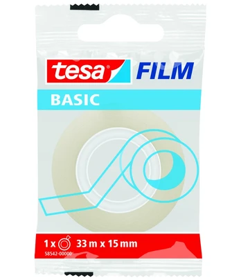 Lipni juostelė TESA FILM Basic, skaidri, 15 mm x 33 m