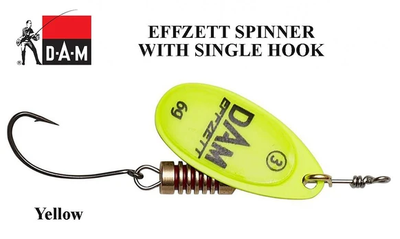 DAM Effzett spinner su vienšakiu kabliu Yellow 4 g