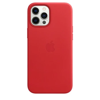 Dėkliukas APPLE iPhone 12 pro max, nugarėlė, odinė, raudonas