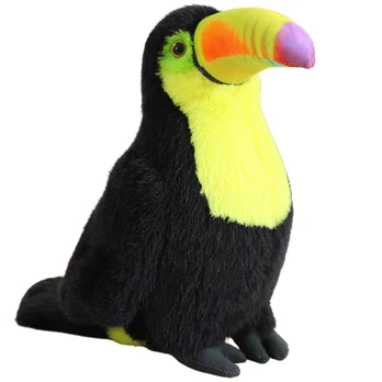 Pliušinis žaislas papūgos Toucan, juodas/geltonas, 20 cm