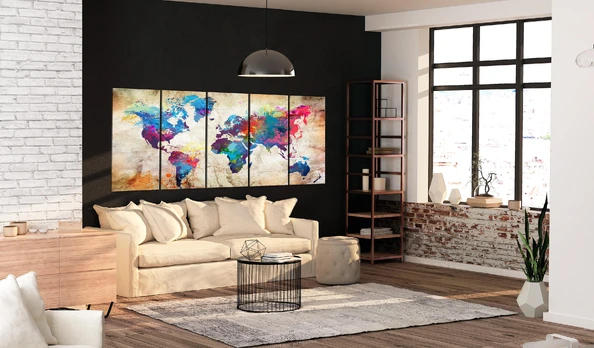 Artgeist Paveikslas - World Map: Colourful Ink Blots