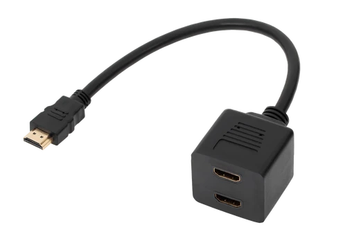 Cabletech HDMI adapterio kištukas - 2 x lizdas ant 30 cm kabelio