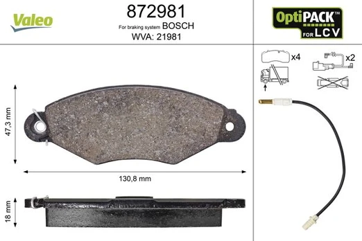 Stabdžių trinkelių rinkinys, diskinis stabdys VALEO 872981