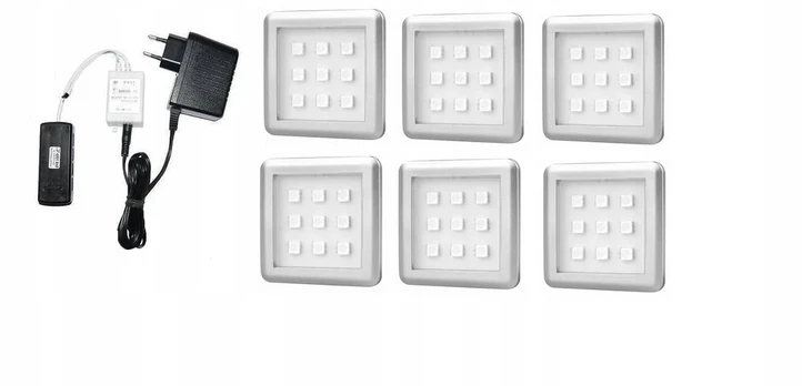 6 taškų Led apšvietimas Square Rgb + nuotolinio valdymo pultas