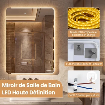 Promotion 70x50 cm LED vonios veidrodis su karštais stiklu