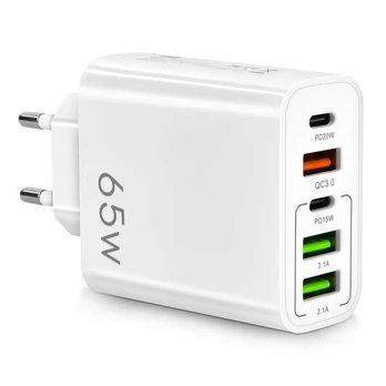 USB-C įkroviklis, 5 jungtys, 65W