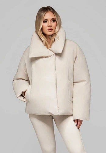 Women's double-breasted fitted coat LARICA OW-COLC-0108 v3 - beige