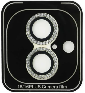 Guess Fixed Glliter apsauginis objektyvas, skirtas iPhone 16/16 Plus Gold