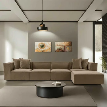 Kampinė sofa Sora (L1-O1-O1-1R-POUFFE ) - Brown
