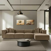 Kampinė sofa Sora (L1-O1-O1-1R-POUFFE ) - Brown kaina