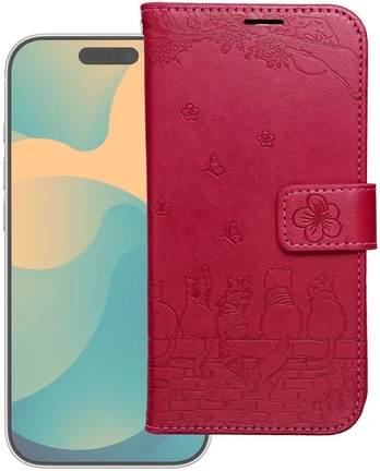 Dėklas Oem MEZZO Book case for IPHONE 17 cats red