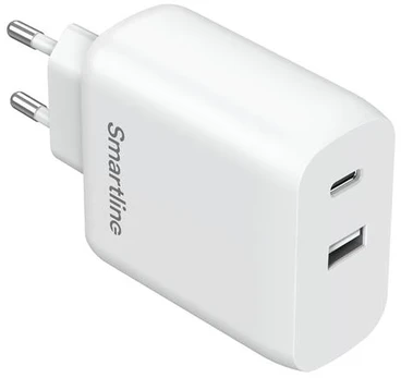 Dėklas SMARTLINE Sieninis įkroviklis USB-C/USB-A PD 65W/QC 12W baltas