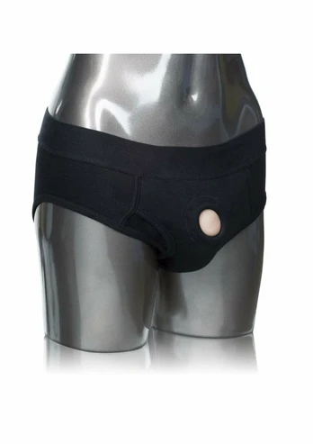 Packer Gear Brief Harness Black Cotton/Spandex Hipster Sizing XS/S