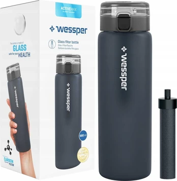 Gertuvė Wessper Glass buteliukas vandeniui WESSPER ActiveMax 680ml juodas