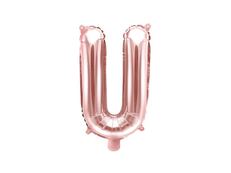 Folinis balionas Raidė "U" 35 cm, rožinis/auksinis