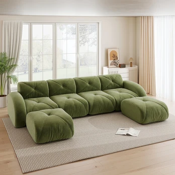 Modulinė sofa be rėmo, 32D putos, 4 vietų, 2 taburetės