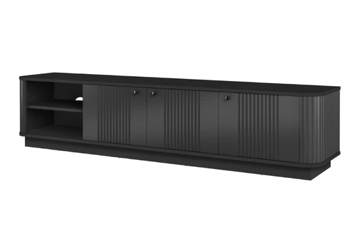 Tv Set Vesper 187 Cm With Open Shelfs - Black / Black Handles