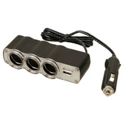 Lizdas trigubas +USB lizdas 12V kaina