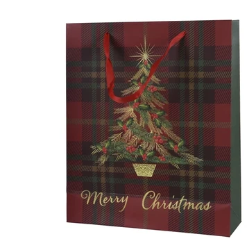 Gift bag Decoris Tree. 8 cm x 24 cm x 18 cm. žalias