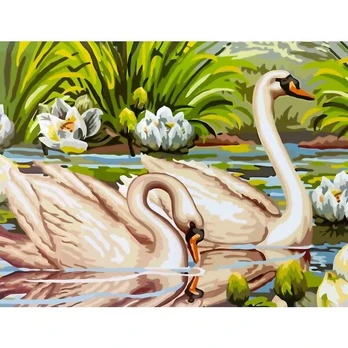Piešimo rinkinys pagal skaičius Gulbės 30x40