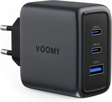 Voomy USB-C GaN įkroviklis 65 W su 2 USB-C ir USB-A jungtimis M6