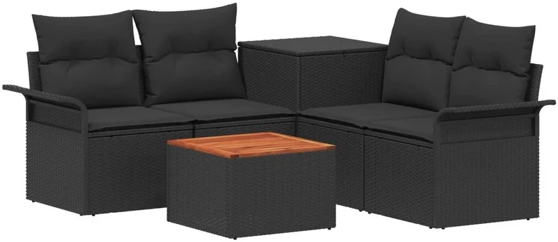 Sofos komplektas 6 pcs 4-Vietų skaičius Juoda