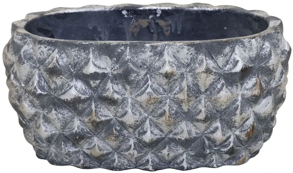 Mega Keraminis vazonas Gizeh, ovalus, sidabrinis, 27x15 x 13(A) cm