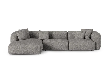 Boucle Modular Left Corner Sofa, "Martina", 3 Seats, 370x176x75, Graphite