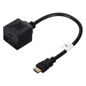 LANBERG AD-0019-BK adapter HDMI-AM->HDMI-AF x2 splitter 20cm