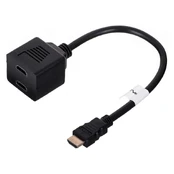 LANBERG AD-0019-BK adapter HDMI-AM->HDMI-AF x2 splitter 20cm kaina