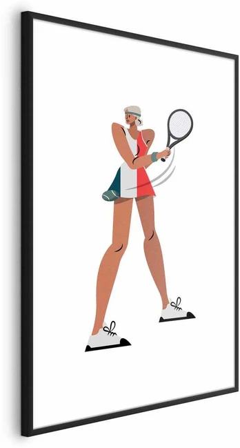Artgeist Plakatas - Tennis Player with a Racket on a Baltas Background - Illustration