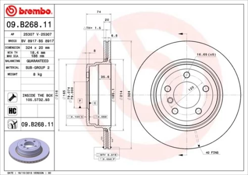 Stabdžių diskas BREMBO 09.B268.11