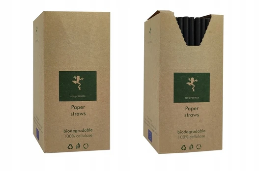 Popieriniai šiaudeliai Box juodi/250 vnt.