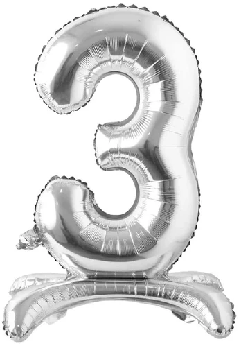 Sidabrinis pastatomas balionas - skaičius 3, 81 cm