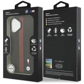 Dėklas BMW M Perforated Stripe Logo MagSafe do iPhone 17 raudona