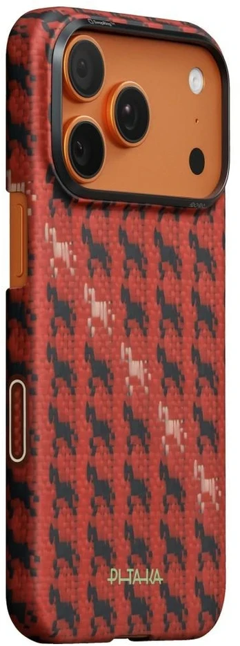 Dėklas PITAKA Edge Case Happiness Rides In do iPhone 17 Pro Max cinnabar steed
