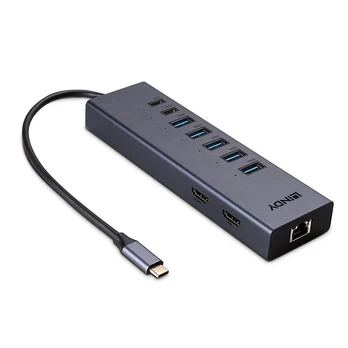 LINDY DST-Mini Duo, USB C Nešiojamas kompiuteris Mini Dock 2x 4K HDMI