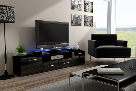 Cama TV stand EVORA 200 black/black gloss
