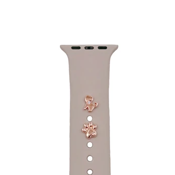 Pin Charms set for watch straps cat rose auksinis