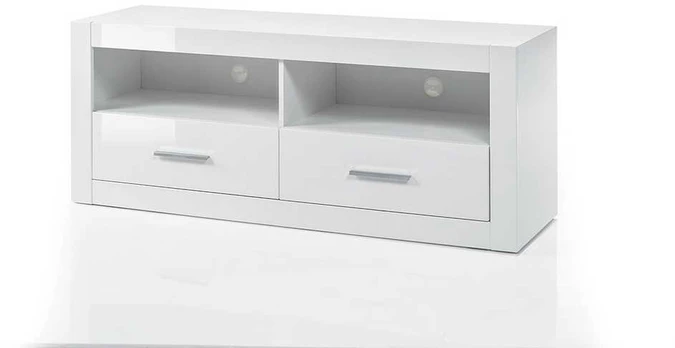 TV stovas Bianco, 150 cm, baltas blizgesys