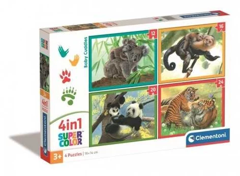 Clementoni CLE puzzle 4w1 SuperKolor Baby Cuddles 21532