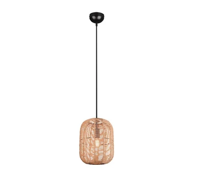 Trio-Lighting Runa E27 25 cm matt black/sisal piekaramā lampa